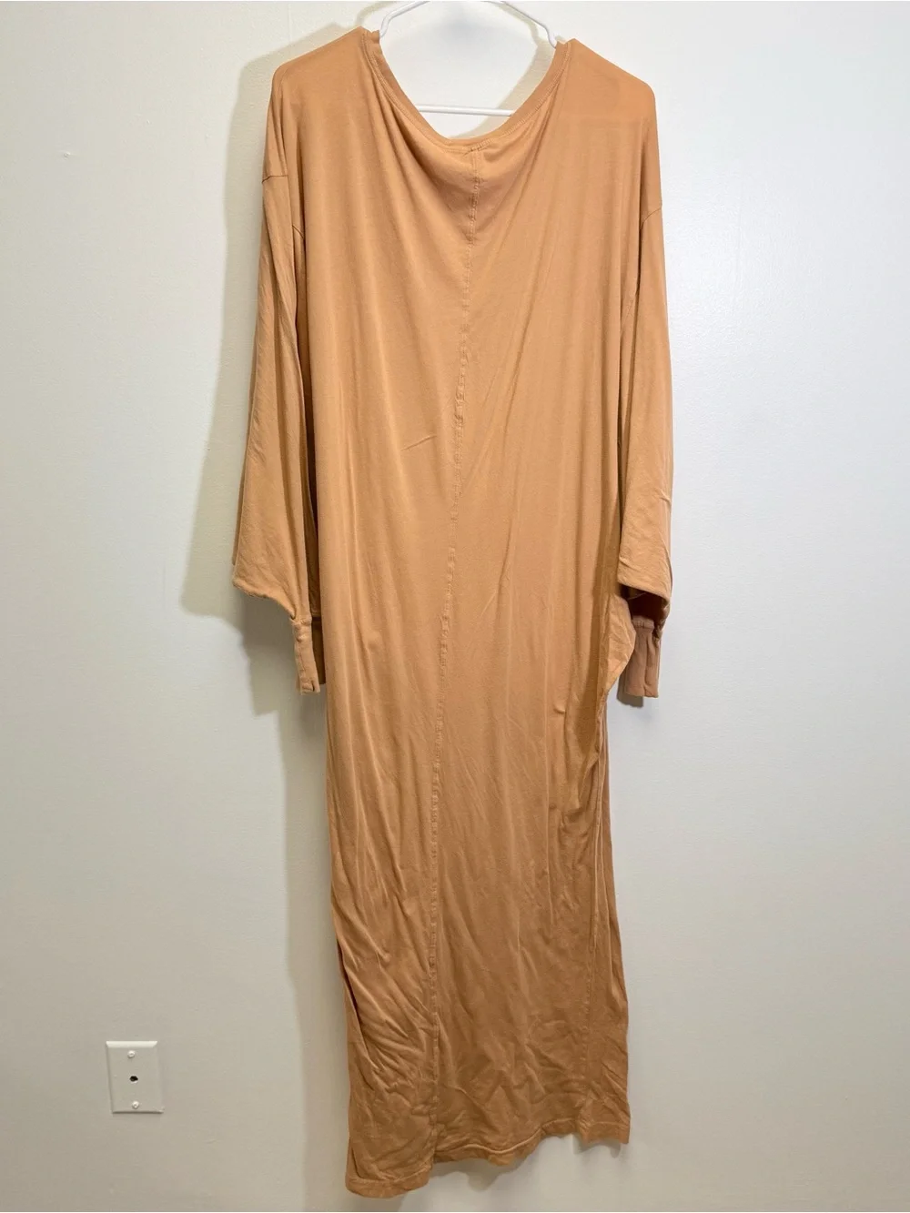 Free People Beach Lifestyle Off Shoulder Relaxed Maxi Dress Peach Tan Small